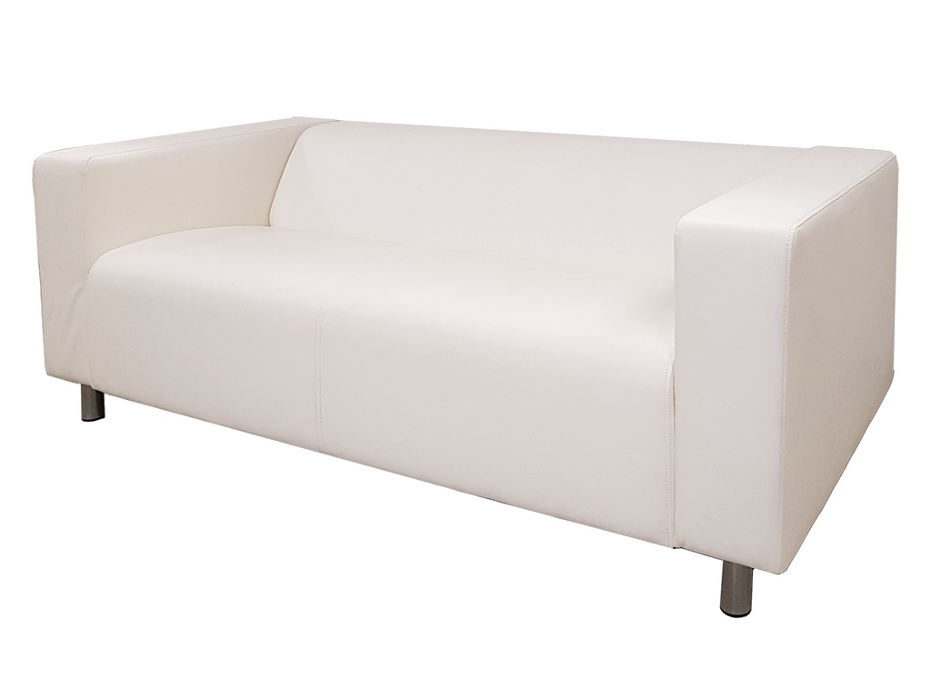 Savagnier | 2 seats couch in white artifical leather | L180xP85xH45/70cm