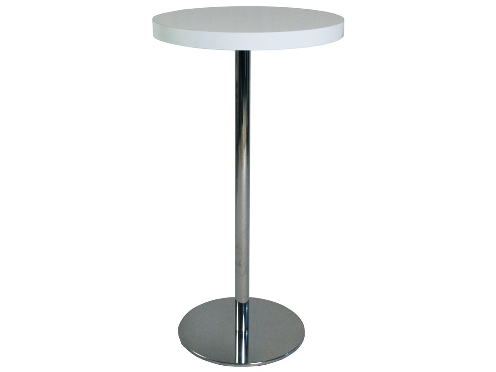 Meyrin | White high and round table in wood | H110xD60cm