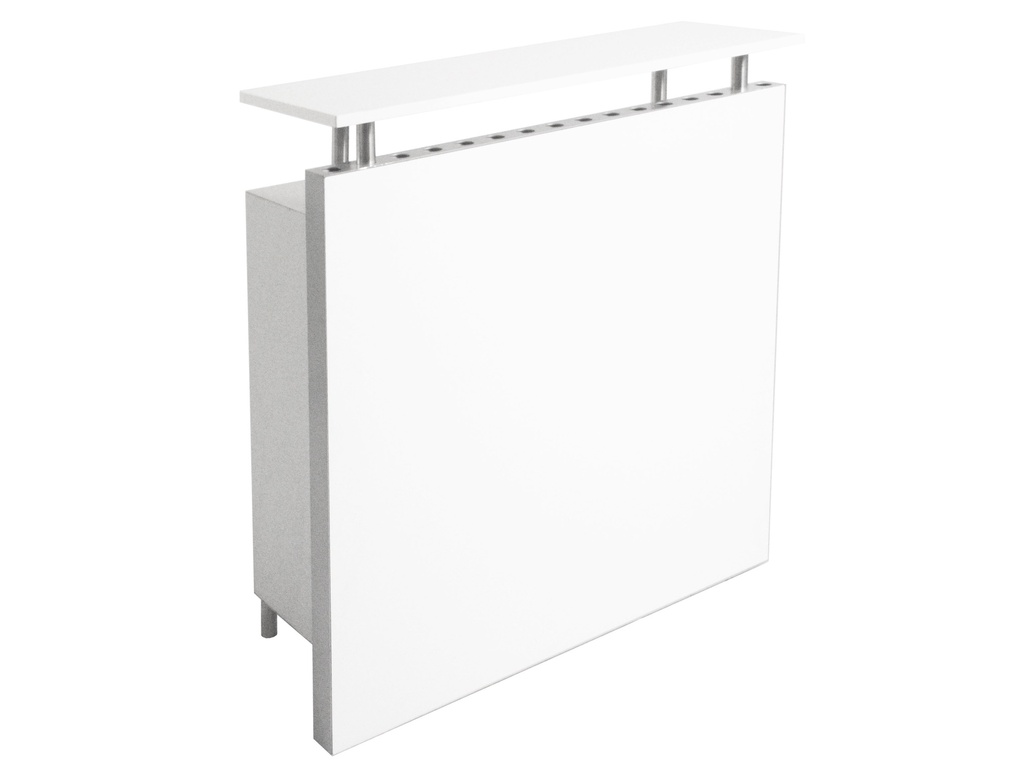 Tessin | White lockable counter, straight, grey back frame | H110xL100xP45cm